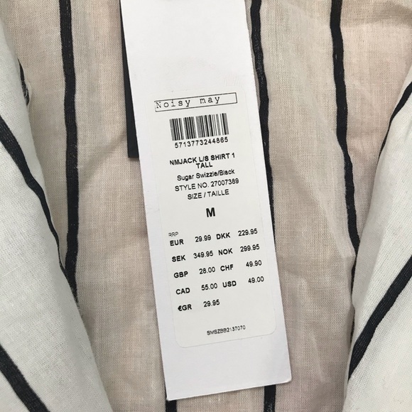 Noisy May Tall Striped V Neck Blouse Shirt - Picture 4 of 6